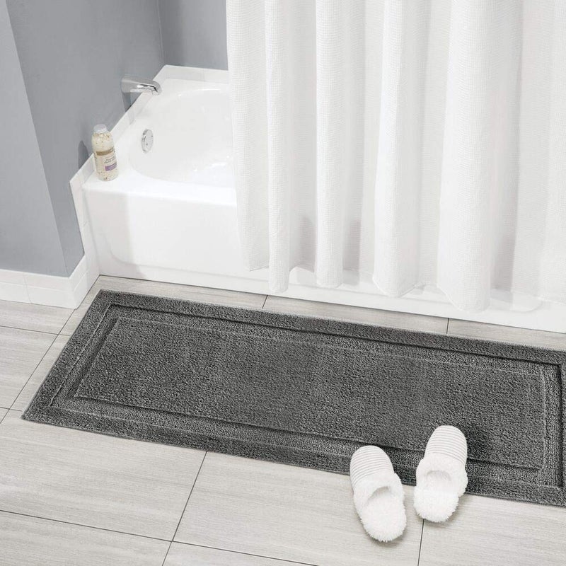 mDesign Large Modern Bath Mat Runner - Non-Skid Bathroom Rug - Long Oversized Machine Washable Floor Carpet - Extra Long Hydra Collection - Charcoal Gray - Image 2